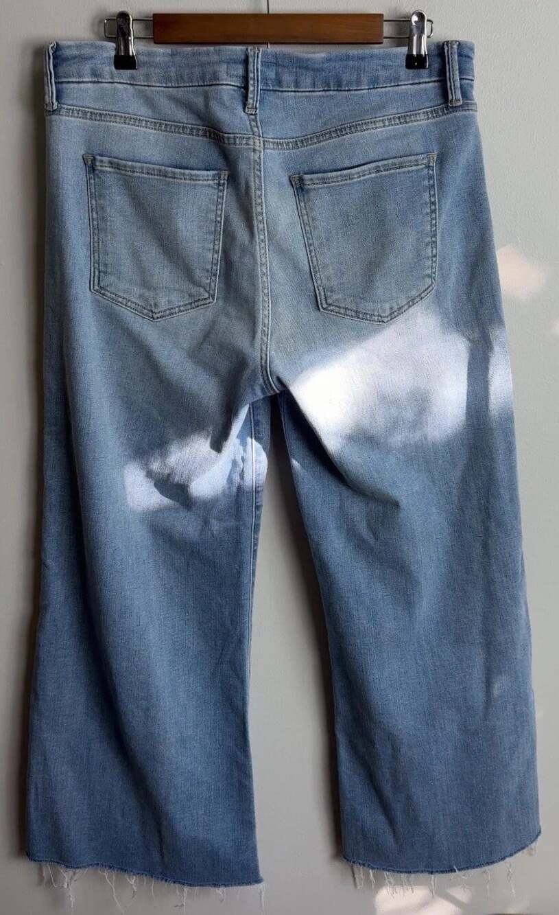KUT from the Kloth Meg Wide Leg Jeans Size 10 High Rise Raw Hem Women’s - Picture 2 of 6